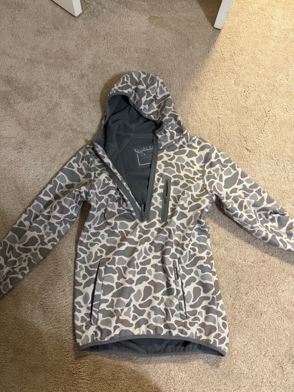BURLEBO Gray and Off-White Camo Hooded Jacket